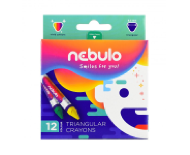 Nebulo zsírkréta készlet 12 szín háromszög
