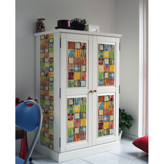 ÖNTAPADÓS FÓLIA 2MX67CM (346-8080)  D-C-FIX, BAHIA, SZÍNES FA NÉGYZETEK