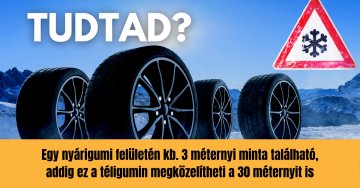 Egy nyári guminak a téli nedves úton 2x akkora, a havas úton