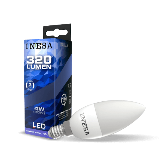 LED FÉNYFORRÁS GYERTYA E14 4W