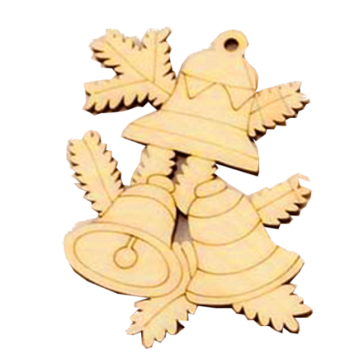 KARÁCSONYFADÍSZ HARANGOK 9,5X6X2CM FA