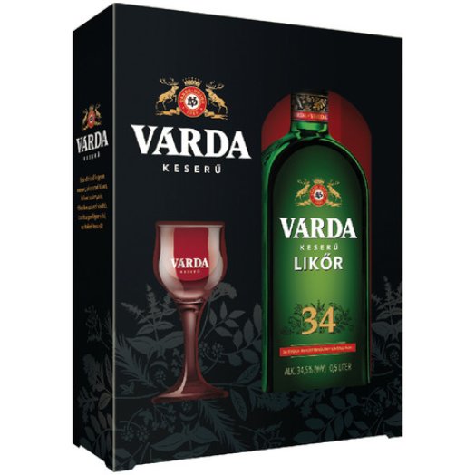 Várda keserűlikőr 1 db pohárral díszdobozban