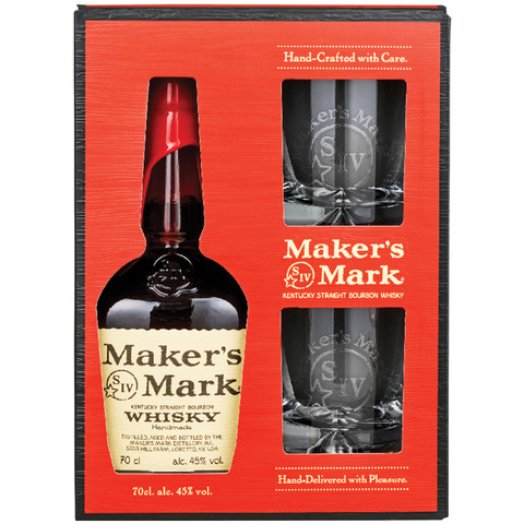 Maker's Mark Bourbon whisky 2 db pohárral díszdobozban