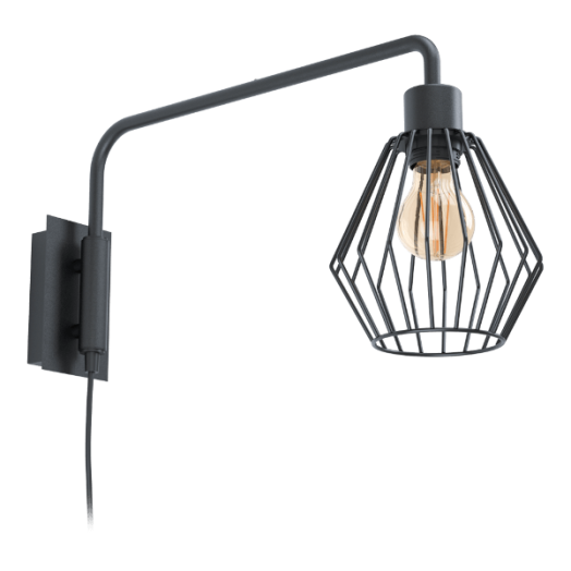 TABILLANO1 FALILÁMPA E27 1X40W FEKETE FÉNYFORRÁS NÉLKÜL