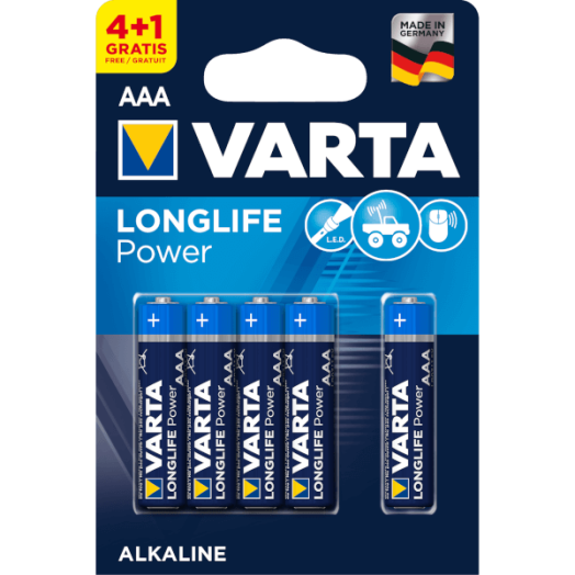 VARTA LONGLOIFE POWER MIKRO ALKÁLI ELEM BL 4+1 AAA