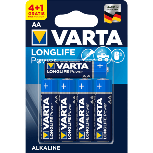 VARTA LONGLOIFE POWER CERUZA ALKÁLI ELEM BL 4+1 AA