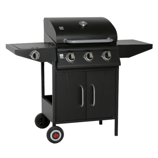 GÁZGRILLKOCSI GRILLCHEF 3.1 3+1 ÉGŐS ZOMÁNCOZOTT ACÉLRÁCSOKKAL