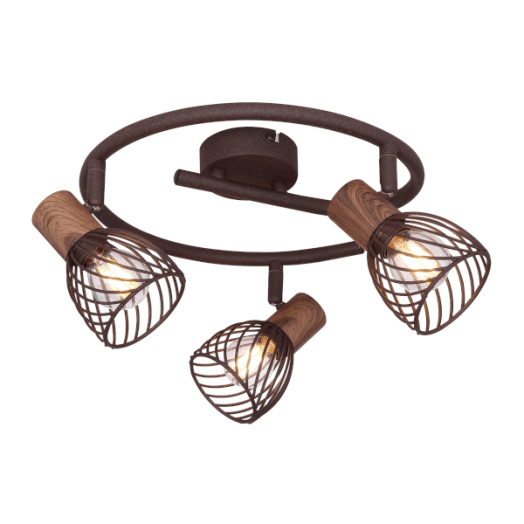 ISABELLE SPOT LÁMPA E14 3X40W ROZSDA BARNA FA BETÉTTEL, ÁTMÉRŐ:28CM
