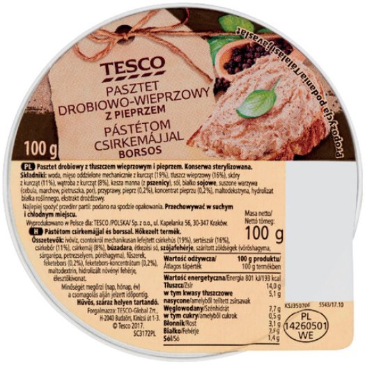 Tesco májas vagy pástétom