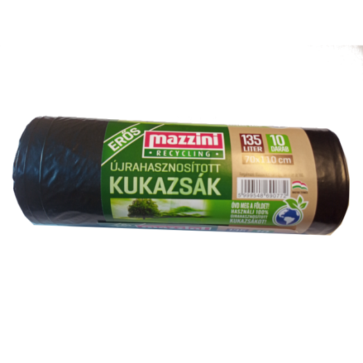 ÚJRAHASZNOSÍTOTT KUKAZSÁK 135L ERŐS (70X110CM) 10 DB MAZZINI