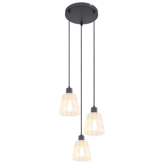 JARINA ÜVEG FÜGGESZTÉK E27 3XMAXIMUM 40W FEKETE