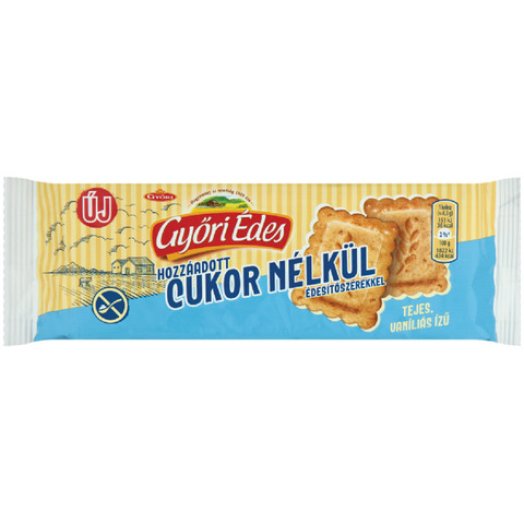 Győri Édes teljes kiőrlésű cukormentes vaníliás ízű keksz