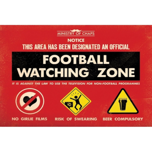 RETRO FÉMTÁBLA FOOTBALL WATCHING ZONE 20X30CM