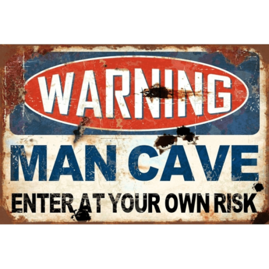 RETRO FÉMTÁBLA WARNING MAN CAVE 20X30CM