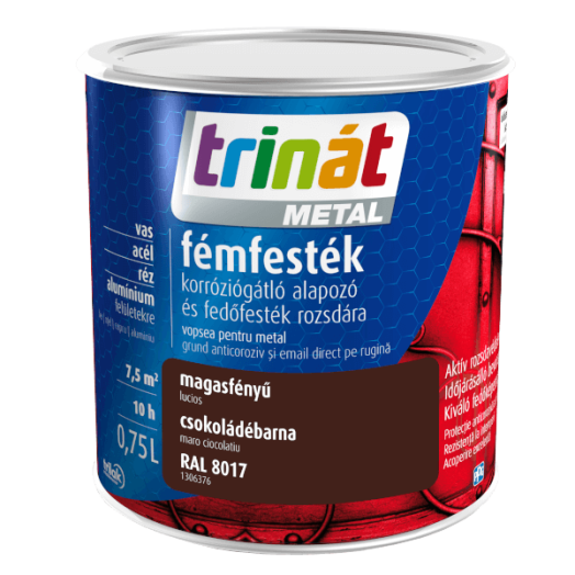 TRINÁT METAL FÉMFESTÉK 0,75L MAGASFÉNYŰ, BARNA, 8017