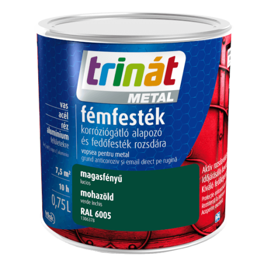 TRINÁT METAL FÉMFESTÉK 0,75L MAGASFÉNYŰ, MOHAZÖLD, 6005