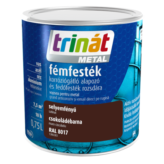 TRINÁT METAL FÉMFESTÉK 0,75L SELYEMFÉNYŰ, BARNA, 8017