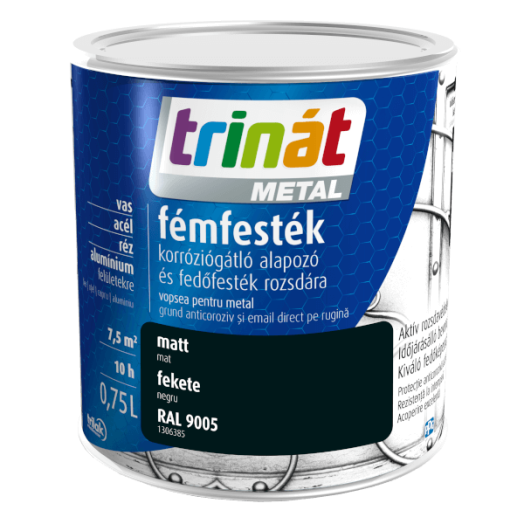 TRINÁT METAL FÉMFESTÉK 0,75L MATT FEKETE, 9005