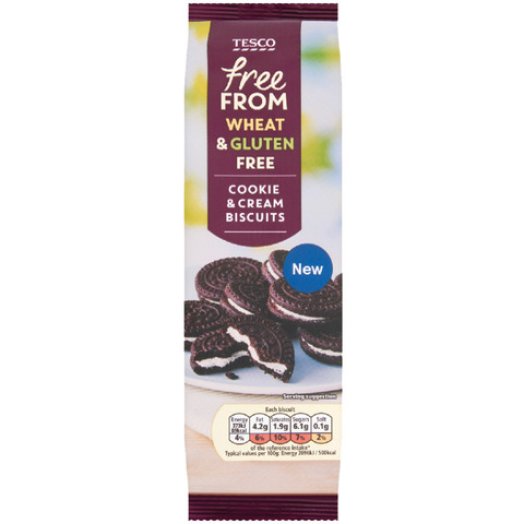 Tesco Free From kakaós keksz vaníliaízű krémmel