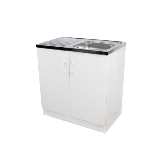 KOMPLETT MOSOGATÓS SZEKRÉNY 80X50CM NYÍLÓAJTÓS FEHÉR, 1 MEDENCÉS TÁLLAL