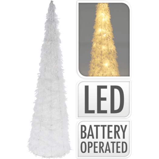 DEKOR KARÁCSONYFA 15DB LED FEHÉR ÉGŐVEL, 40X12X12CM