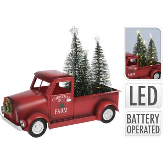 DEKOR KISAUTÓ LED-ES, FENYŐFÁVAL 31,4X14,4X25,5CM