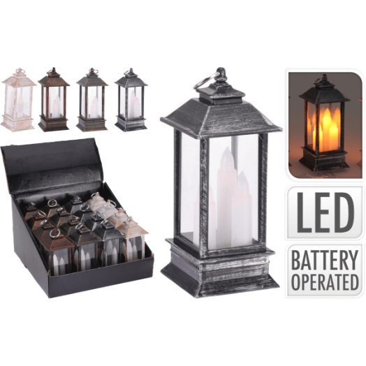 LÁMPÁS MELEG, FEHÉR LED-ES GYERTYÁVAL 5,2X5,2X13 CM, FÉM, 4 FÉLE SZÍNBEN