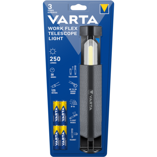 VARTA WORK FLEX TELESCOPE MUNKA- LÁMPA 4×AA ELEMMEL (TARTOZÉK)