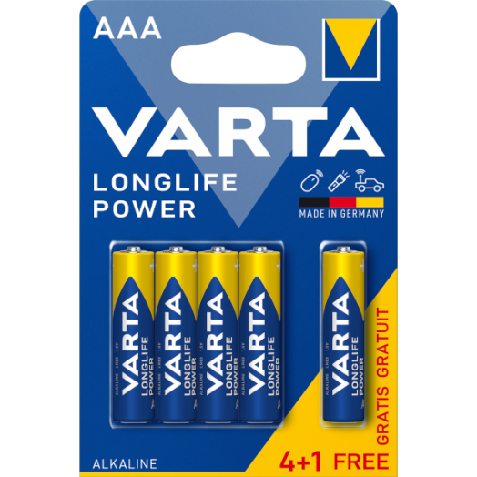 VARTA LONGLOIFE POWER MIKRO ALKÁLI ELEM BL 4+1 AAA