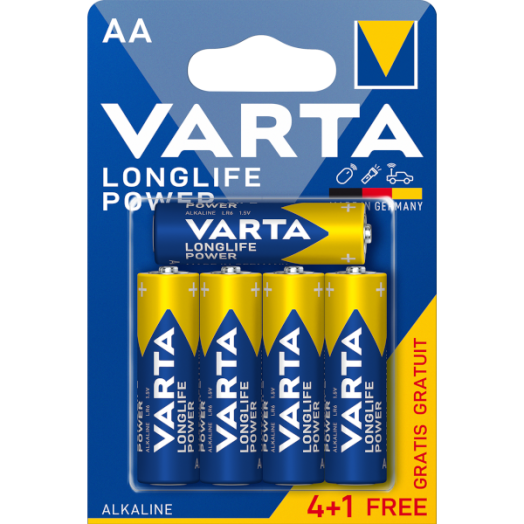VARTA LONGLOIFE POWER CERUZA ALKÁLI ELEM BL 4+1 AA