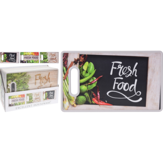 VÁGÓDESZKA 36,5X22,5X1,2 CM, MŰANYAG 3 FÉLE MINTA