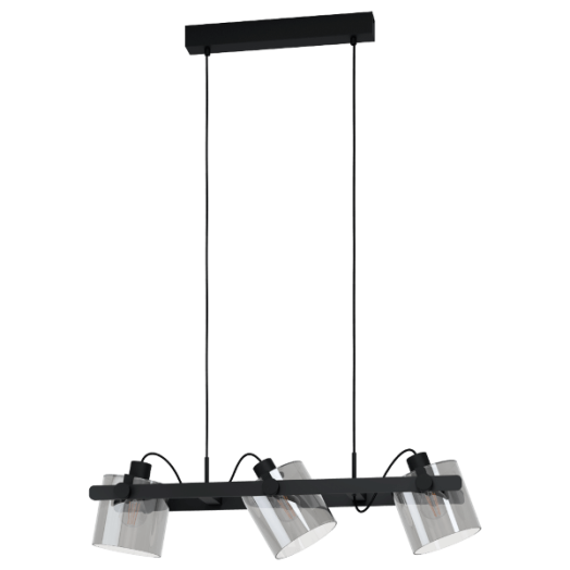 HORNWOOD2 FÜGGESZTÉK E27 3X40W FEKETE/ÜVEG