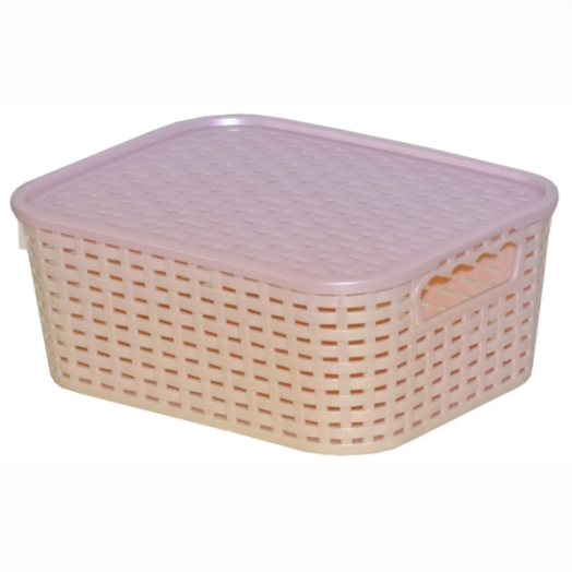 RATTAN MINTÁZATÚ KOSÁR TETŐVEL 5L, PINK