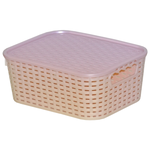 RATTAN MINTÁZATÚ KOSÁR TETŐVEL 11 L, PINK