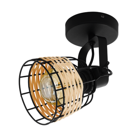 ANWICK1 FALI LÁMPA SPOT E27 1X40W FEKETE/RATTAN