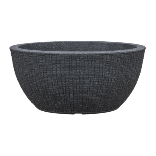 MŰANYAG VIRÁGKASPÓ BARCEO BOWL STONY BLACK (297) 40CM FEKETE SZÍNŰ