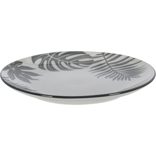 PORCELÁN TÁNYÉR 19X2 CM SZÜRKE LEVÉLMINTÁVAL