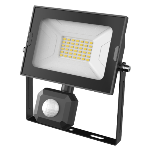 LED FÉNYVETŐ SLIM SMD 30W 2250LM 4000K FEKETE GYORSCSATLAKOZÓS PIR MOZGÁSÉRZÉKELŐS
