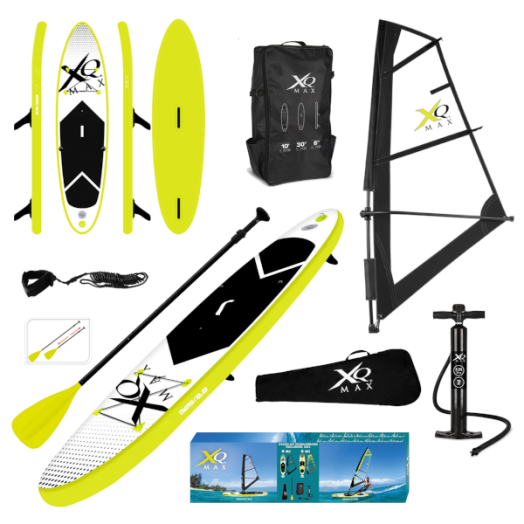 FELFÚJHATÓ VITORLÁS ÁLLÓSZÖRF SUP XQMAX 2M VITORLA + 305X76X15CM, LIME SZÍNŰ
