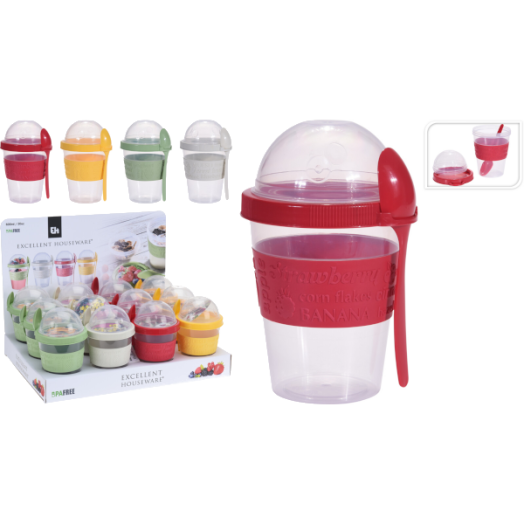 MŰANYAG ÉTELTARTÓ POHÁR 600 ML 4 SZÍNBEN