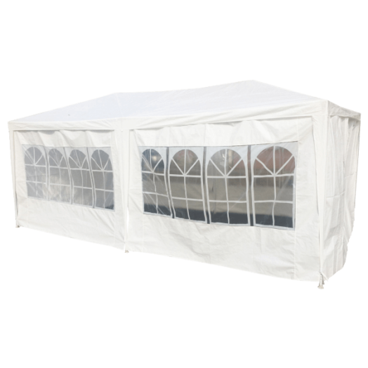 PAVILON OLDALFALLAL, 4 ABLAKKAL, FÉMVÁZAS, FEHÉR 3X6M