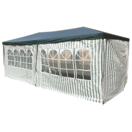 PAVILON OLDALFALLAL, 4ABLAKKAL, FÉMVÁZAS, ZÖLD ÉS FEHÉR 3X6M