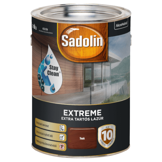 SADOLIN EXTREME SELYEMFÉNYŰ LAZÚR 4,5 L, BARNÁS-VÖRÖS