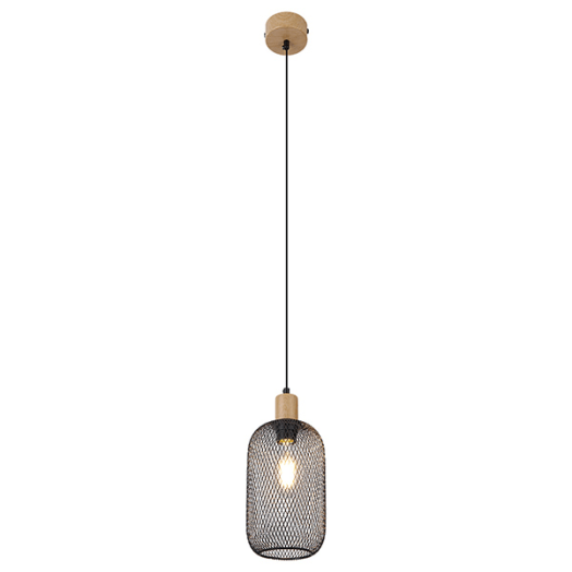 GRENDEL FÜGGESZTÉK E27 1XMAX.60W IP20 HÁLÓS BÚRÁVAL 15X17,5CM FÉM BÜKK-FEKETE