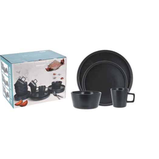 ÉTKÉSZLET 16 DB-OS FEKETE