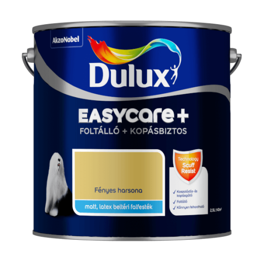 DULUX EASYCARE+ FOLTÁLLÓ+KOPÁSBIZTOS BELTÉRI FALFESTÉK 2,5L FÉNYES HARSONA