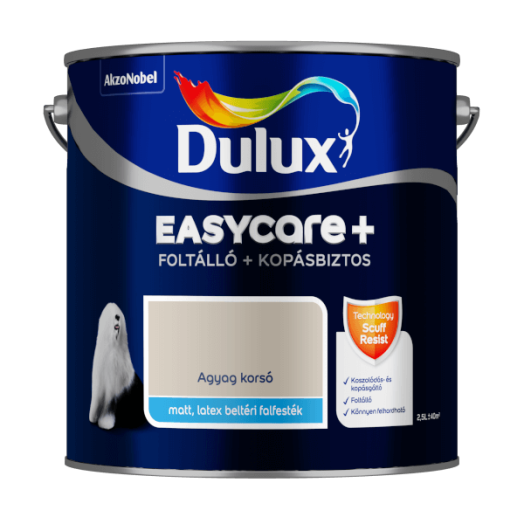 DULUX EASYCARE+ FOLTÁLLÓ+KOPÁSBIZTOS BELTÉRI FALFESTÉK 2,5L AGYAG KORSÓ