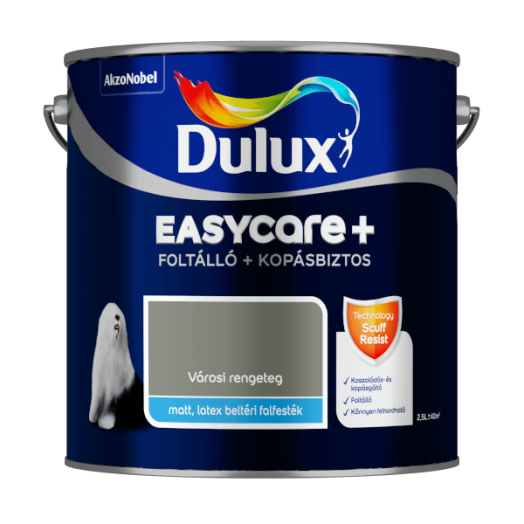 DULUX EASYCARE+ FOLTÁLLÓ+KOPÁSBIZTOS BELTÉRI FALFESTÉK 2,5L VÁROSI RENGETEG