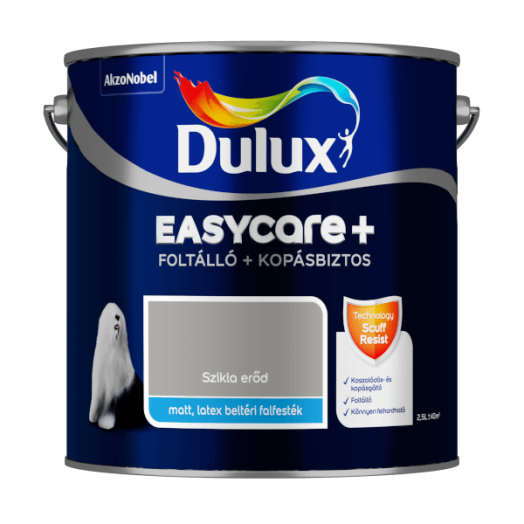 DULUX EASYCARE+ FOLTÁLLÓ+KOPÁSBIZTOS BELTÉRI FALFESTÉK 2,5L SZIKLA ERŐD