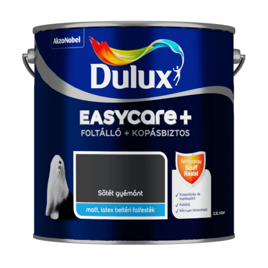 DULUX EASYCARE+ FOLTÁLLÓ+KOPÁSBIZTOS BELTÉRI FALFESTÉK 2,5L SÖTÉT GYÉMÁNT